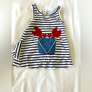 Mud Pie Baby girls Nautical Navy White stripe lobster dress 🦞